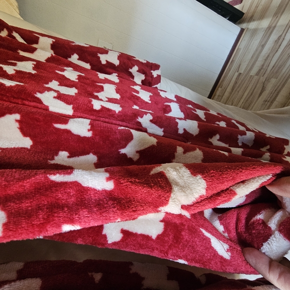 Cozy Red Womend All In One Pajamas with White Dog Pattern - Picture 3 of 8